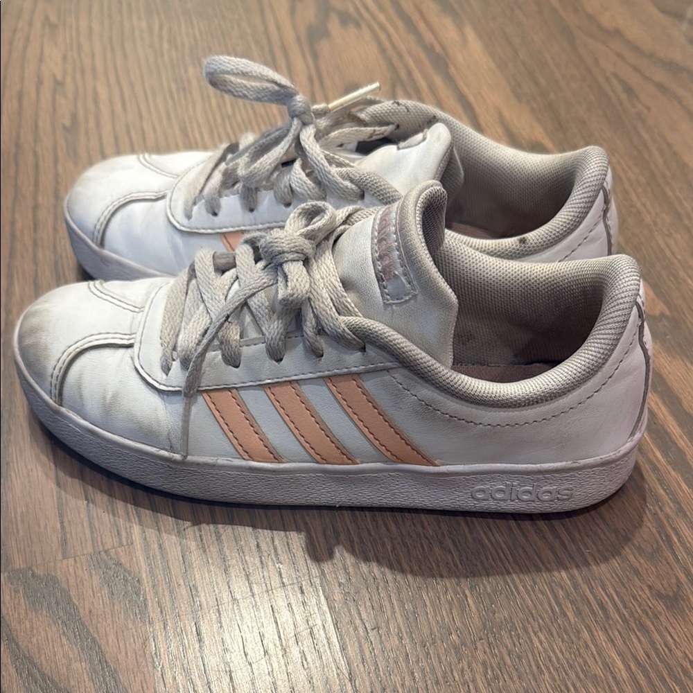 Adidas Kids White and Peach Sneakers